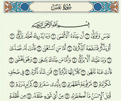 Surat ‘Abasa Arab, Latin dan Terjemahannya